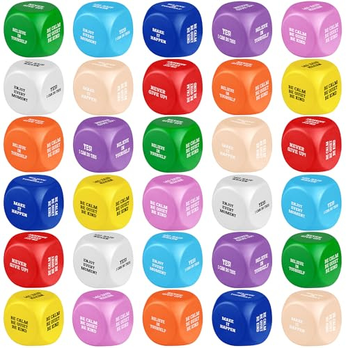 30PCS Colorful Motivational Stress Ball Stress Cube Set for Motivational Suitable for Parties Gift Party Favors Classroom Rewards Hand Exercise Gift for Office Classroom School Supplies