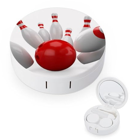 fkgvwo Contact Lens Case Red Bowling Contact Lens Box Travel Kit Portable for Travel & Home