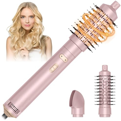 HyAdierTech Brosse Soufflante Rotative, Air Styler 800W, Seche Cheveux Ionique, Brosse Chauffante 3 en 1, Fer a Boucler 38/50mm, 2 Vitesse/2 Température, Brosse Lissante pour Lisser, Sécher