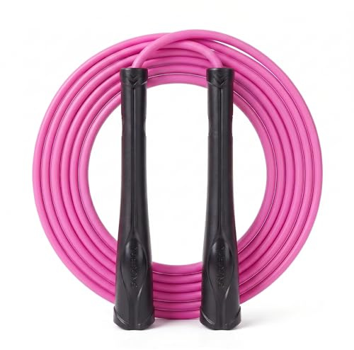 YUEDONG Aesthetic Jump Rope for Women - Apartment-Friendly Silent Rotation, Tangle-Free Weighted Skipping Rope with Ergonomic Grip, 5mm PVC for Home Workout, Cardio, Graceful Body Sculpting & Fat Loss (1, BLACK, 5MM)