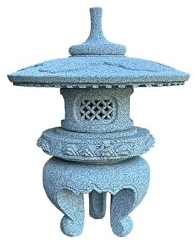 Geosism & Nature Farol Chino de Piedra (Granito Rosa) Tallado a Mano, NEKOASHI YUKIMI, 55 cm de Alto - GL044D45