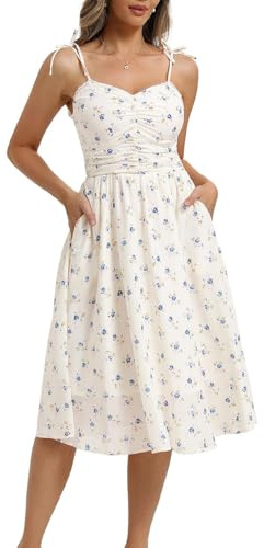 Belle Poque Robe d'été décontractée à bretelles spaghetti pour femme - Robe d'été décontractée