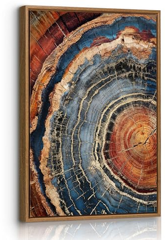 Anillos de árbol Vintage Modernos Cuadros Decoracion Con Marco Abstracto Madera Veteado Textura Cuadro y Láminas Naturaleza Inspiración Granja Lienzos Decor Hogar Para Salon Dormitorio Oficina 30X40cm