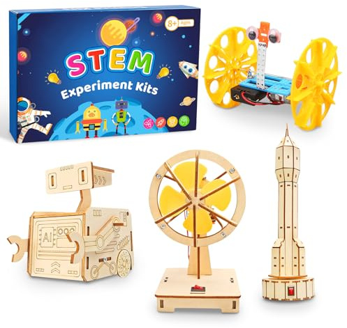 6 experimentos para niños de 8 a 14 años, Kit de electrónica y de experimentos Set científico Stem Kit de construcción de Madera DIY, Rompecabezas 3D Juguete Educativo Regalo para niños y niñas
