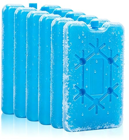 Udbrud Lot de 6 Blocs réfrigérants, 200ml Pain de Glace pour Sac Isotherme Bloc Glace pour Glaciere Réutilisables et Extra Pain de Glace Plat pour Camping Pique-Nique Randonée