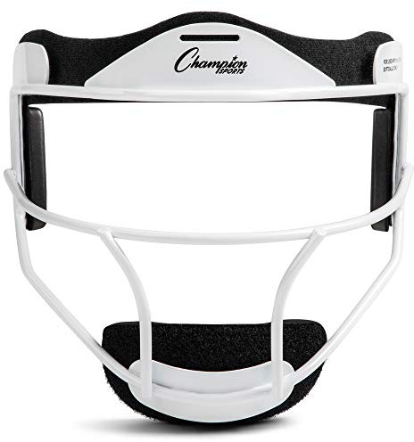 Champion Sports Steel Softball Face Mask - Classic Fielders Masks for Youth - Durable Head Guards - Premium Sports Accessories for Indoors and Outdoors - White
