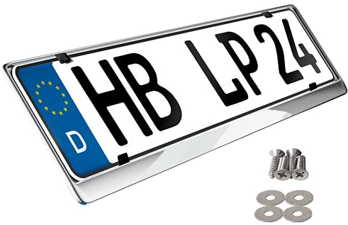L&P Car Design GmbH L&P A199-1 Stück Kennzeichenhalter Edelstahl poliert Nummerschildhalter V2A spiegelpoliert 100% Edelstahl INOX C.4580 (1)