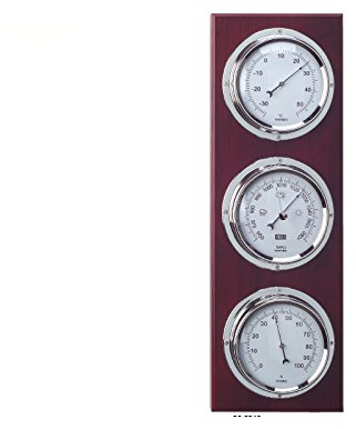 RELOJESDECO Nautische Wetterstation Silber Barometer und Wetterstation Nautisches Holz 40 cm Wetterstation Innen Außen. 3 Uhren, Barometer, Hygrometer, Thermometer