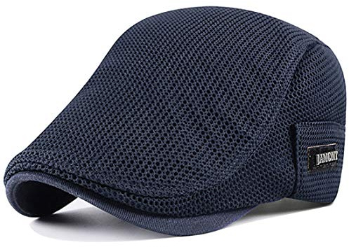Yixda Skärmmössa för män, platt keps, skjutmössa, sommar, mesh, mössa, Mörkblå, En Storlek