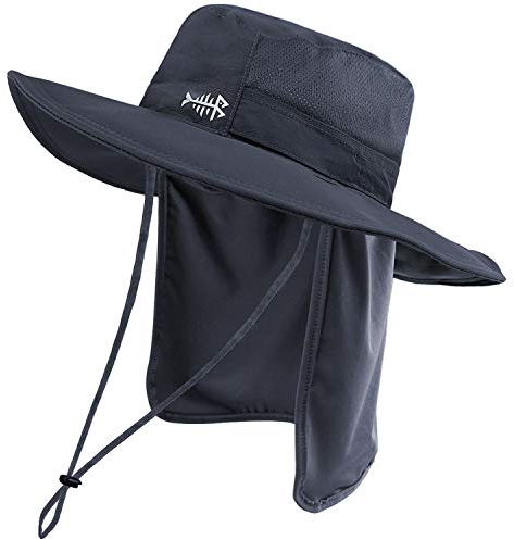 Bassdash Sonnenhut Fischerhut Bucket Hut UPF 50+ UV-Schutz Wasserdichter taktischer Angelhut mit breiter Krempe Einstellbare Größe mit Abnehmbarer Halsklappe für Männer und Frauen