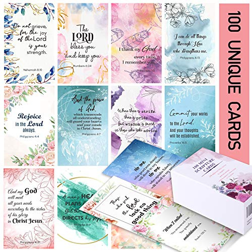 BRYTEFY 100 Prayer Cards for Women with Assorted Bible Verses, Mini Scripture Cards for Women’s Bible Studies, Inspirational Religious Christian Gifts for Women