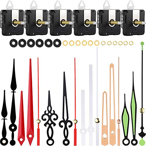 Mudder 6 Meccanismo di Movimento dell'Orologio ad Albero Lungo ad Alta Coppia con Pasters, Ganci e 6 Diverse Coppie di Sostituzione di Riparazione Orologio Lancette (28 mm/ 1,10 Pollici)