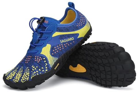 SAGUARO Chaussures Minimaliste Enfant Barefoot Shoes pour Semelle Zero Drop Noir EU GR.24-36