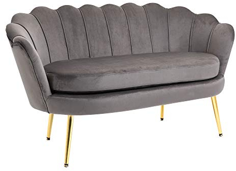 HOMCOM Divanetto 2 Posti in Tessuto Effetto Velluto con Braccioli, Divano Moderno con Seduta Imbottita per Camera da Letto e Soggiorno, 133x63x75cm, Grigio