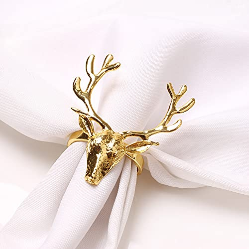CENPEK 6pcs de oro de ciervo servilleteros de anillos para boda hogar decoración de mesa servilleta titular
