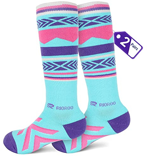 RIOROO 2 Pairs Warm Thick Cotton Socks for Toddler Boys Girls (Ages 1-5), Soft Winter Crew Thermal Socks for Infants & Little Kids