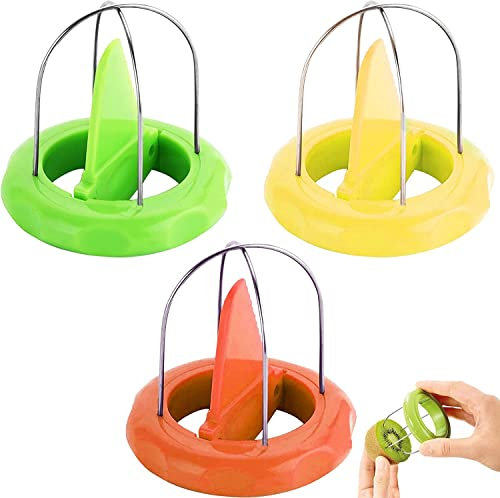 KOMUNJ 3 pezzi kiwi pelapatate frutta kiwi taglierina kiwi taglierina in plastica, mini taglierina per frutta kiwi taglierina utensili da cucina