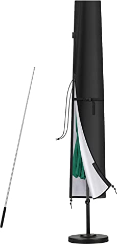 SanGlory Funda para Sombrilla con Varilla, Cubierta para Sombrilla de Jardin, Funda de Parasol con Cremallera, Funda Impermeable para Sombrilla de Jardín de 2 a 3 m, 190x30/50cm
