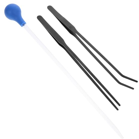 POPETPOP 2 Sätze Futterspender Für Aquarien Futterpinzette Für Fische Schaber Für Aquarien Reptichip Aquascaping-tools Futterrohr Für Garnelen Reptilien Rostfreier Stahl Korallenriff Tier