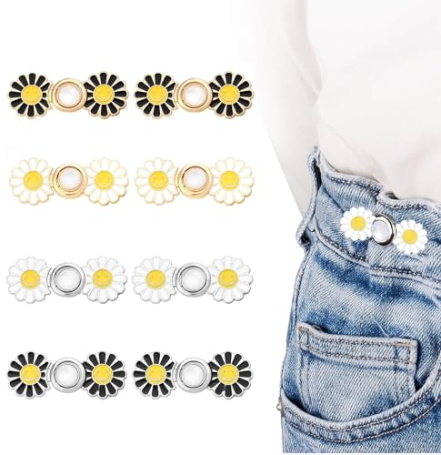 FAINCA 8 Stück Verstellbare Taillenschnalle, Sofortiger Hosen-Knopfspanner, Kein Nähen, Knopf zum Enger Machen Nagelfreie Taillenschnallen, Hosenknöpfe zum Stecken,Kleidung Taille