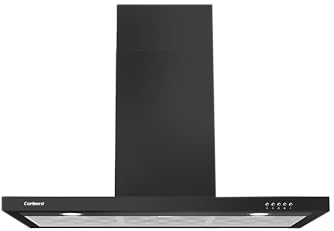 Corberó - Campana Decorativa Horizontal | 90 cm | VOSTOK960B | Pulsador | Caudal 647,7 m3/h | 165W | 3 Velocidades | 3 Filtros de Aluminio | Filtro Carbón | Eficiencia Energética A, Negro