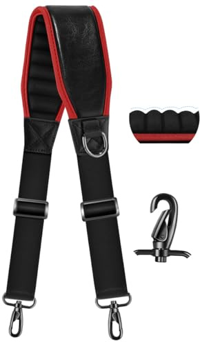 ZINZ Tracolla Universale da 79 con Imbottitura Spessa in Neoprene, Tracolla Fissa con Doppie Fibbie Regolabili e Ganci Girevoli in Metallo，Bordo rosso