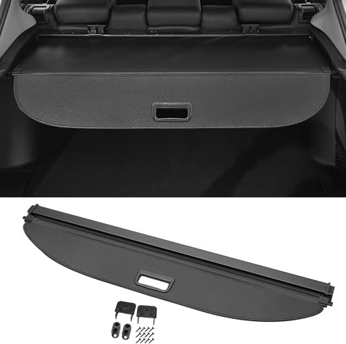 Motoforti Car Trunk Retractable Cargo Cover for Volkswagen Tiguan 2007-2016 Retractable Rear Trunk Parcel Shelf, Canvas, with Accessories, Carbon Fiber Black