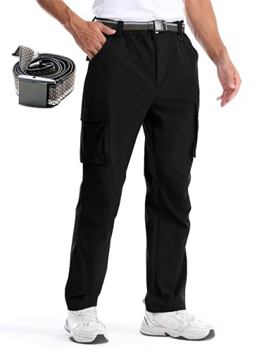 BondiTrekk Herren Zip Off Wanderhose, Arbeit Hosen Funktionshosen Outdoor Hosen für Herren mit 6 Taschen Elastische wasserdichte atmungsaktive Outdoorhose L