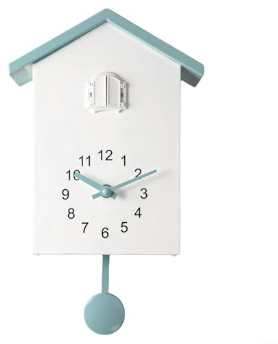 Orologio a cucù con segnale acustico regolabile, materiale ABS, decorazione per la casa e il soggiorno (bianco + grigio)