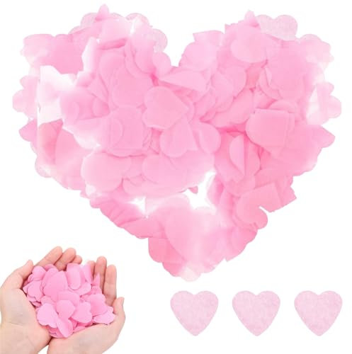 10000PCS Biodegradable Paper Confetti, 80g Pink Heart Shaped Wedding Confetti for Anniversary, Birthday, Graduation, Wedding, Bridal Shower & Baby Shower Parties Decorations (Pink)