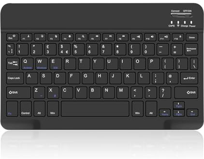 XOKUWU Bluetooth Keyboard (UK Layout), Ultra-Slim Tablet Wireless Keyboard with Built-in Rechargeable Battery for iPad/Samsung/Lenovo/XiaoMi/Tablets/Phone/iOS/Android/Windows, Black