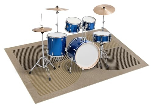 VSIWB Drum Rug, Non Slip Drum Mat - 120x180cm Soundproof Mat for Electric Drum Kit with Rubber Bottom, Crease-Free Floor Drum Carpet for Apartment, Garage, Home Use (Beige)