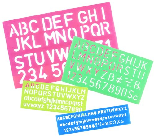4 stencil con lettere, piccole e grandi, per bambini, stencil da disegno, pittura, apprendimento, fai da te [colori misti]