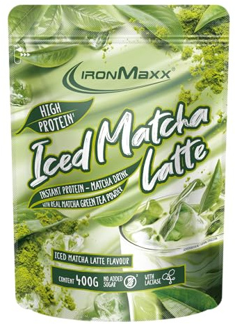 IronMaxx Iced Matcha Latte – 400g Beutel | Proteinreicher Matcha-Drink mit grünem Tee | Ohne Zuckerzusatz | Kalt genießen