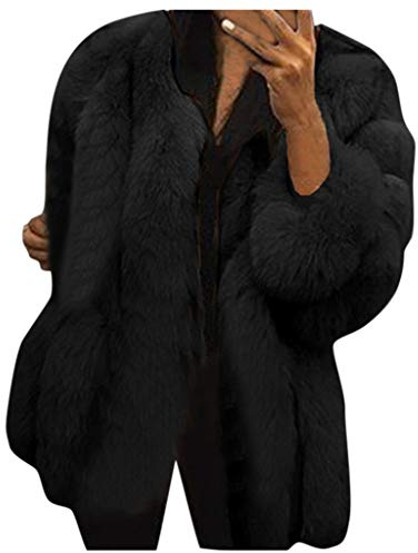 Generisch Abrigo largo de mujer de piel sintética suave con mangas cálidas para ropa exterior elegante en tallas grandes como abrigo de invierno de moda