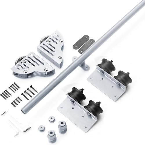 100cm-732cm rullande beslag silverfärgad glidande stege hängande skena kit för bibliotek/loft/hem/inomhus/bokhandel (ingen stege ingår)(Telescopic,732cm Spårkit)