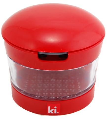 Kitchen Innovations Garlic Perfection Press, Crusher, Mincer, and Storage Container - Easy to Clean - Stainless Steel Blades - Red