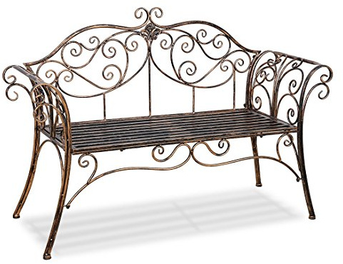 homelikesport Banc Exterieur Jardin Metal, Banc Vintage, Canape Jardin 2 Places, 133 * 49 * 90 cm