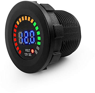 QWORK® Voltmètre Testeur, Moto Voiture Voltmètre,12V avec panneau d'affichage numérique à LED, pour Bateau Marine Les Véhicules, Moto, Voiture