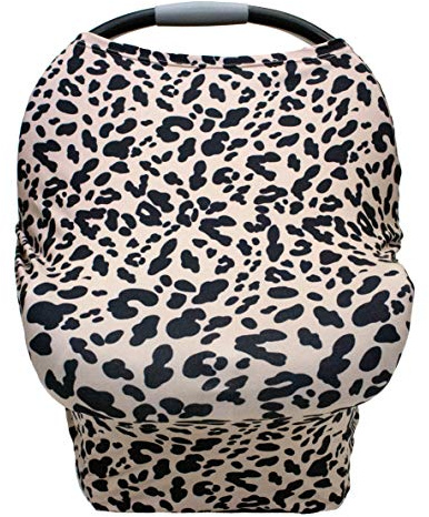 Nursing Cover Carseat Canopy-Multi-USE Soft Stretchy Car Seat Covers for Nursing Scarf, Breast Feeding, High Chair, Shopping Cart Cover, Park Swing, Changing Table Cover-Girl or Baby Boy-Cheetah Print