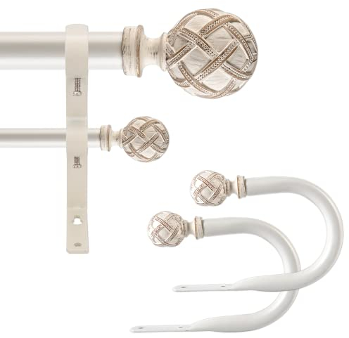 Ycolnaefllr Gardinenstange Set 2,5cm, 2-Läufig Ausziehbar Von 121cm Bis 213cm, Weiß
