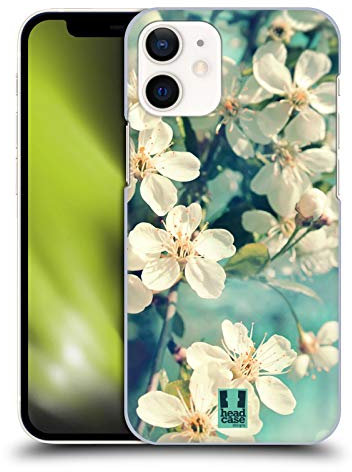 Head Case Designs White Spring Cherry Blossoms Flowers Hard Back Case and Matching Wallpaper Compatible With Apple iPhone 12 Mini