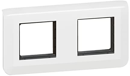 LEGRAND | Plaque Avec Support Mosaic, Montage Horizontal 2x2 Modules, Design Contemporain Blanc Brillant, Fixation À Vis Pour Boîte Encastrée, Compatible Avec Mécanismes Mosaic