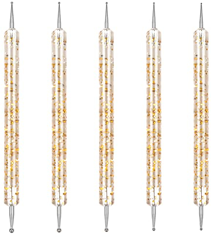 Jinlaili Nagelpunkt-Stift, Dotting Pen Nail Art, Nail Dotting Tool, Marmorier-Werkzeug-Set, Dotting Tool Nail Art für Punkte, Strasssteine, zum Marmorieren (Gold)