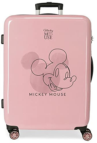 Disney Mickey Outline Koffer, mittelgroß, Rosa, 48 x 68 x 26 cm, starr, ABS-Verschluss, integriert, 70 l, 3 kg, 4 Räder, Tailla unica