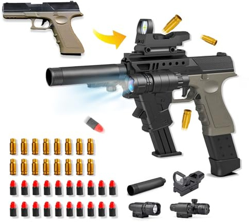 Pistola de Juguete, Pistolas Juguetes Realista Niños con Accesorios Combinados, Pistola de Balas Espuma Blaster para niños Mayores de 14+ años, Jugar al Aire Libre (clásico)
