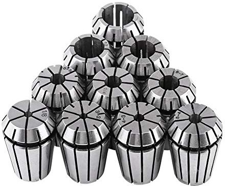 Set 10 Pz ER20 Pinze Elastiche in Acciaio per Molle 65Mn per CNC Fresatura Incisione Tornio, 3mm, 1/8, 4mm, 5mm, 6mm, 1/4, 8mm, 10mm, 12mm, 1/2