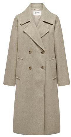 Only Onlwembley L/S Ovsize Coat Tlr Noos Abrigo, Mujer, Weathered Teak/Detail:melange, 34