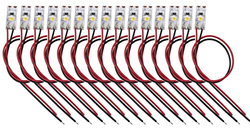 HUAZIZ 15 stycken 1 LED varmvit 1,7 cm med 15 cm kabel 12–18 V -2835 för hem modellleksaker konstruktion