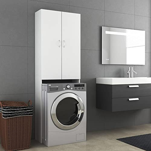 Leepesx Mobile per Lavatrice Bianco 64x25,5x190 cm, Mobiletto Salvaspazio